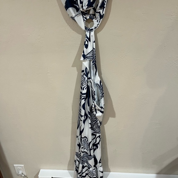 Women’s Navy and White Cutout O-Ring Maxi Dress, Size M-L - Picture 3 of 7